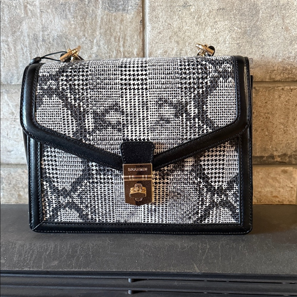 Brahmin Small Hallie Black Spark Satchel/Crossbody Bag NWT